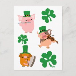 St patrick's day lille musiker vykort