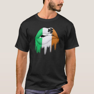 St patricks day Lip Irish Ireland Flagga Lucky Sha T Shirt