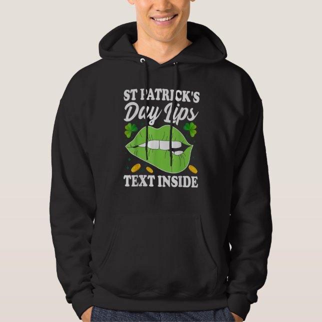 St Patricks Day Lips Shamrock St Patrick's Day Hoodie (Framsida)