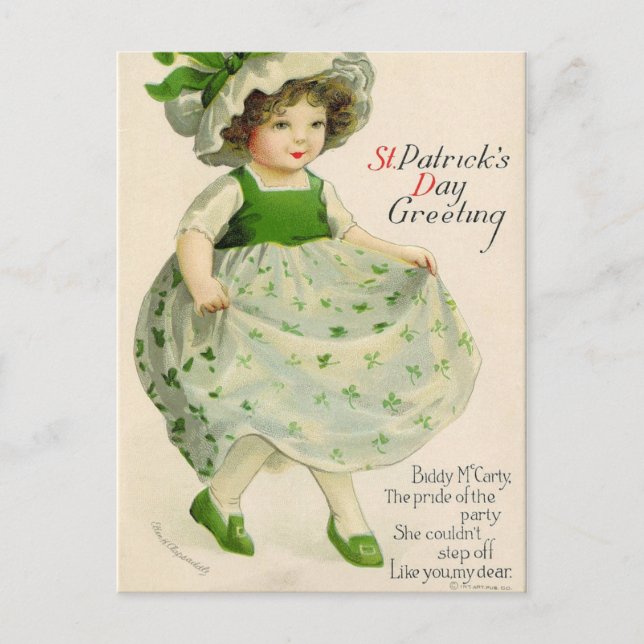 St patrick's day Little Irish Girl Helg Vykort (Framsida)