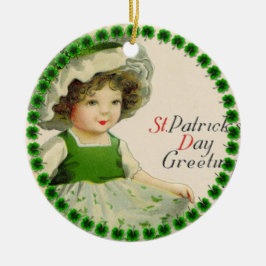 St patrick's day Little Irish Girl Julgransprydnad Keramik