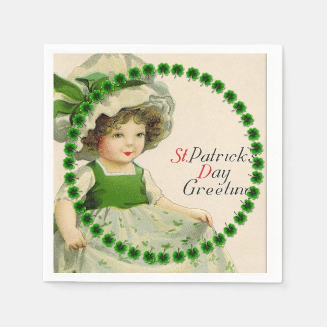 St patrick's day Little Irish Girl Pappersservett (Framsidan)