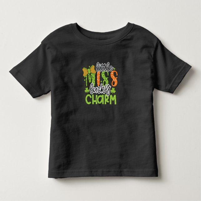 St patricks day Little Miss Lucky Charm T Shirt (Framsida)