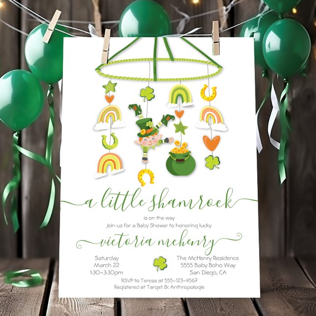 St. Patrick's Day Little Shamrock Baby Shower Inbjudningar (Skapare uppladdad)