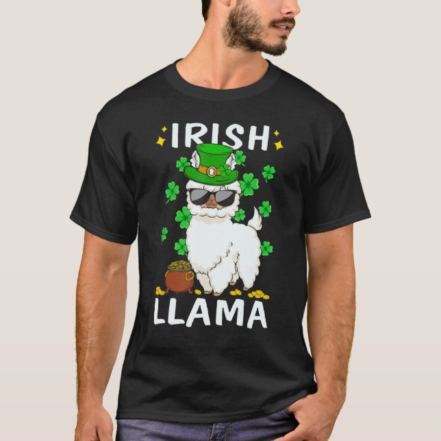 St patricks day Llama Irish Llama Shamrock Funny T Shirt (Framsida)