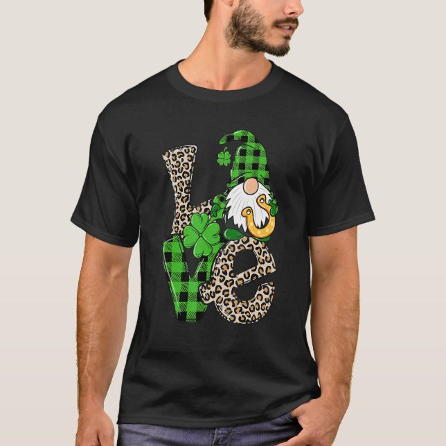 St Patrick's Day Love Gnomes Shamrock Horseshoe Ir T Shirt (Framsida)