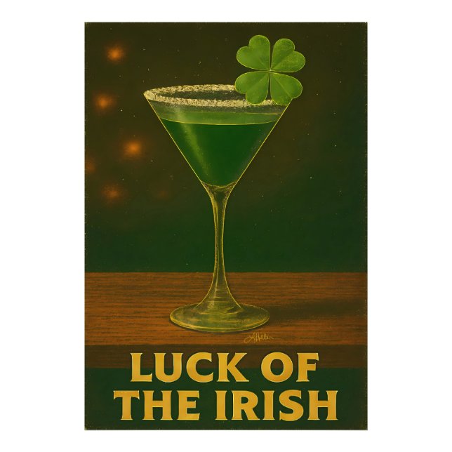 St. Patrick's Day Luck Of The Irish Clover Martini Fototryck (Framsidan)