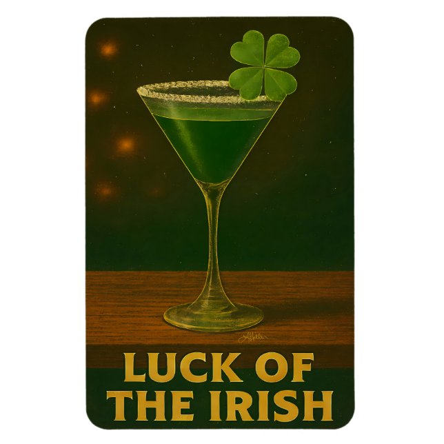 St. Patrick's Day Luck Of The Irish Clover Martini Magnet (Vertikal)