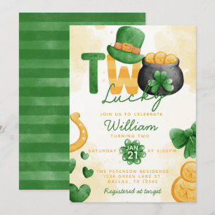 St patricks day Lucky 2:a födelsedagsinbjudan Inbjudningar
