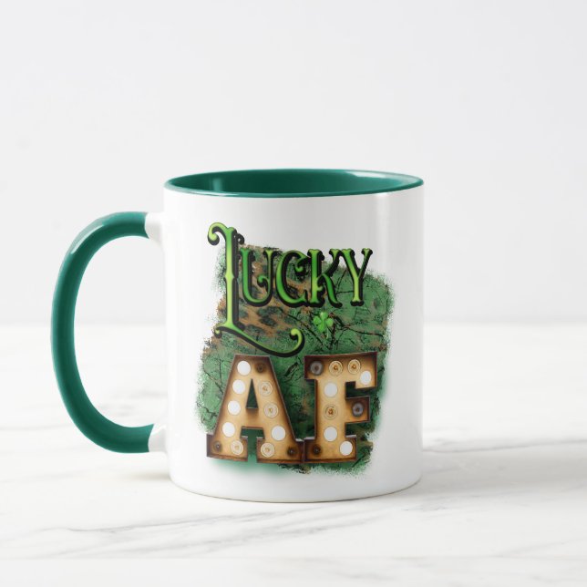 St. Patrick's Day Lucky AF Irish Marquee Ljus Mugg (Vänster)