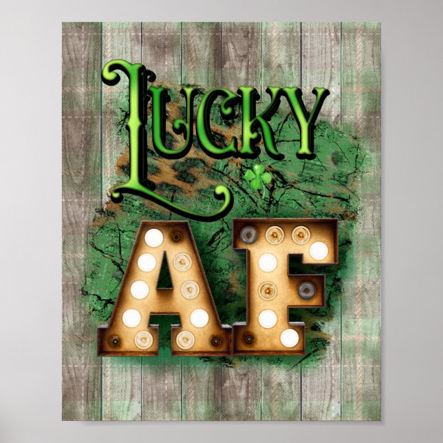 St. Patrick's Day Lucky AF Irish Marquee Ljus Poster (Framsidan)
