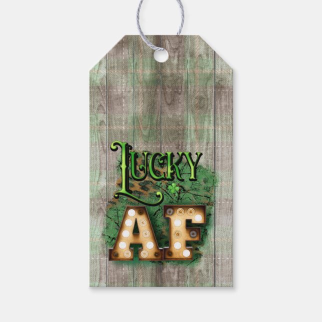 St. Patrick's Day Lucky AF Irish Marquee Ljus Presentetikett (Framsidan)