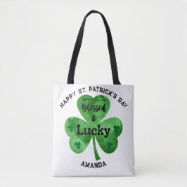 St patrick's day Lucky and Blsed Tote Tygkasse