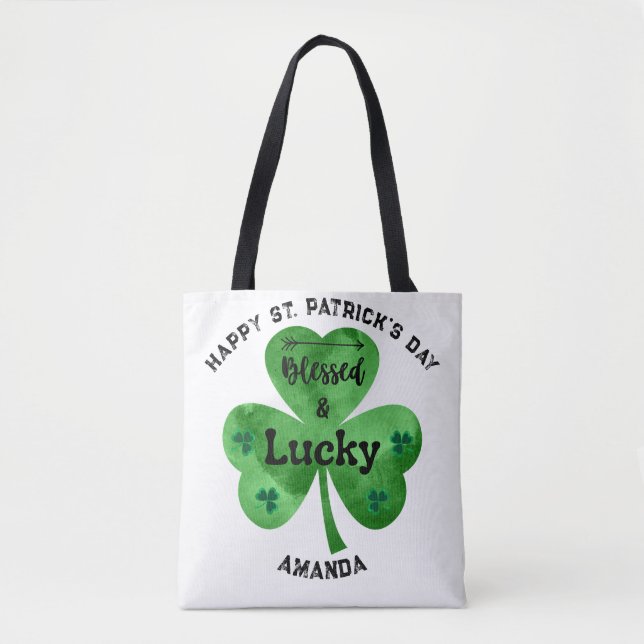 St patrick's day Lucky and Blsed Tote Tygkasse (Framsida)