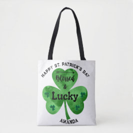 St patrick's day Lucky and Blsed Tote Tygkasse