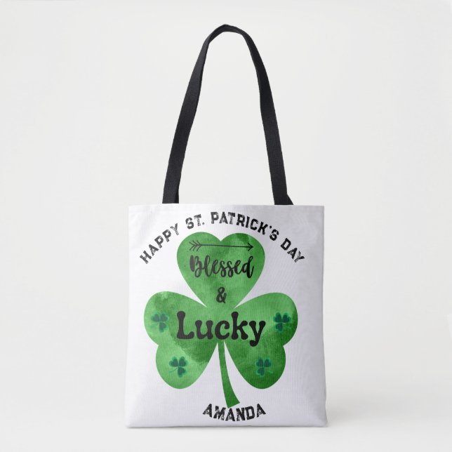 St patrick's day Lucky and Blsed Tote Tygkasse (Framsida)