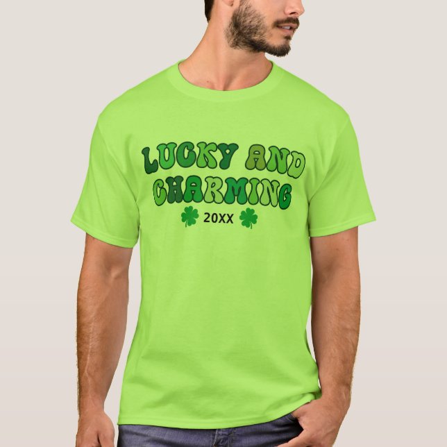 St Patricks Day Lucky and Charming T-Shirt (Framsida)