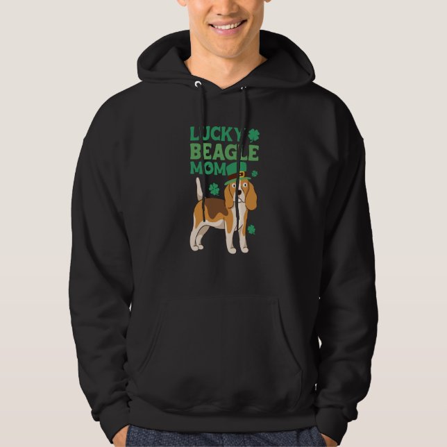 St Patrick's Day Lucky Beagle Mom Hoodie (Framsida)
