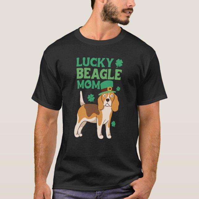 St Patrick's Day Lucky Beagle Mom T Shirt (Framsida)