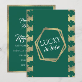 St. Patricks Day Lucky Bröllopsdusch Grön Guld Inbjudningar