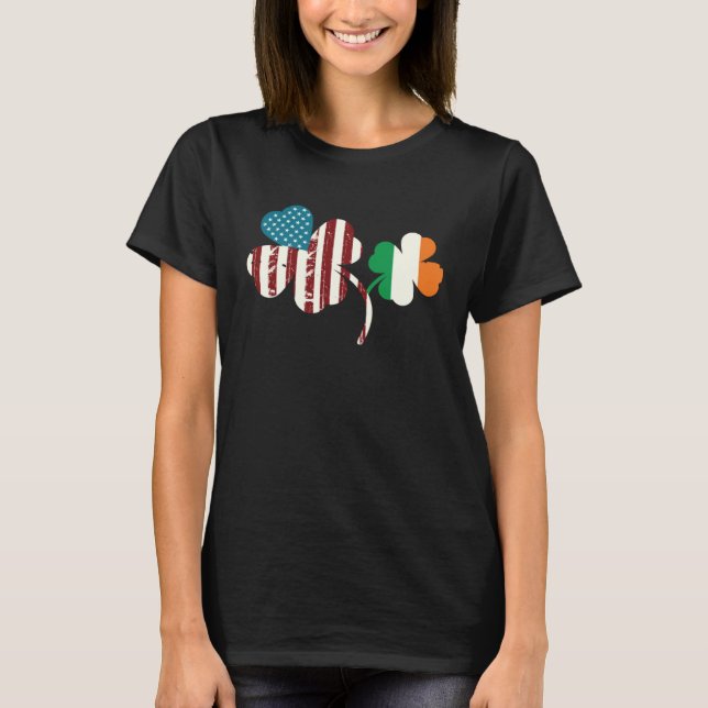 St Patrick's Day Lucky C löv American Irish F T Shirt (Framsida)