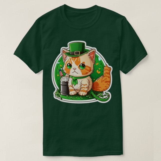St patricks day Lucky Cat T Shirt (Design framsida)