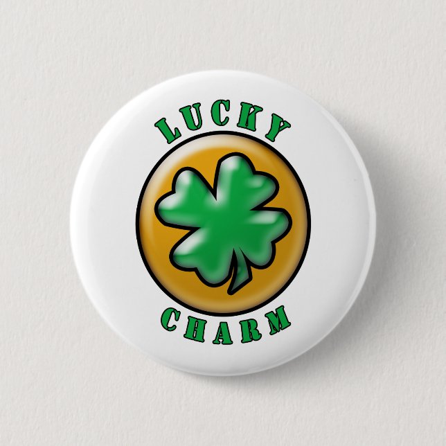 St. Patrick's Day Lucky Charm 4 Löv Klöver Knapp (Framsida)