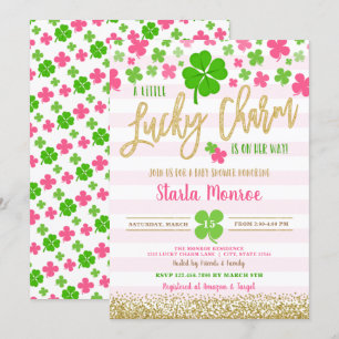 St patrick's day Lucky Charm Baby Shower Inbjudningar