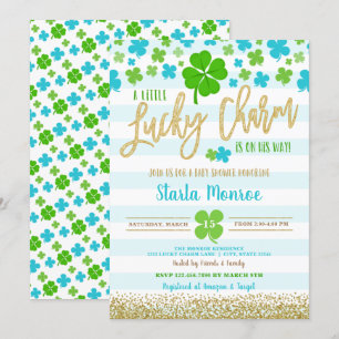 St patrick's day Lucky Charm Baby Shower Inbjudningar