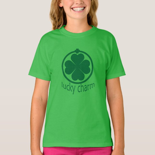 St. Patricks Day Lucky Charm Klöver Girls Tröja (Framsida)