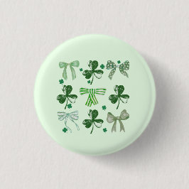 St. Patrick's Day Lucky Clover och Bow Knapp