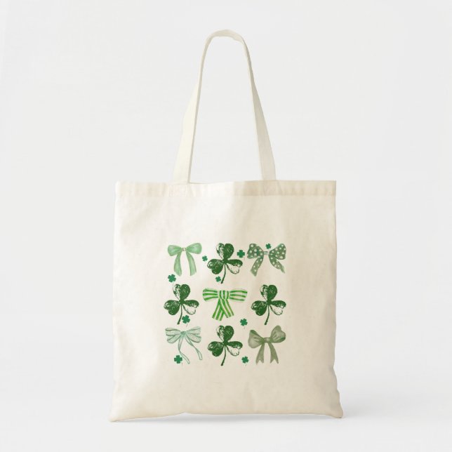 St. Patrick's Day Lucky Clover och Bow Tygkasse (Framsidan)