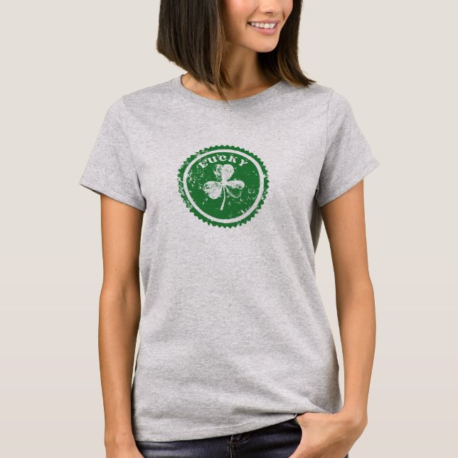 St. Patrick's Day Lucky Clover  T Shirt (Framsida)