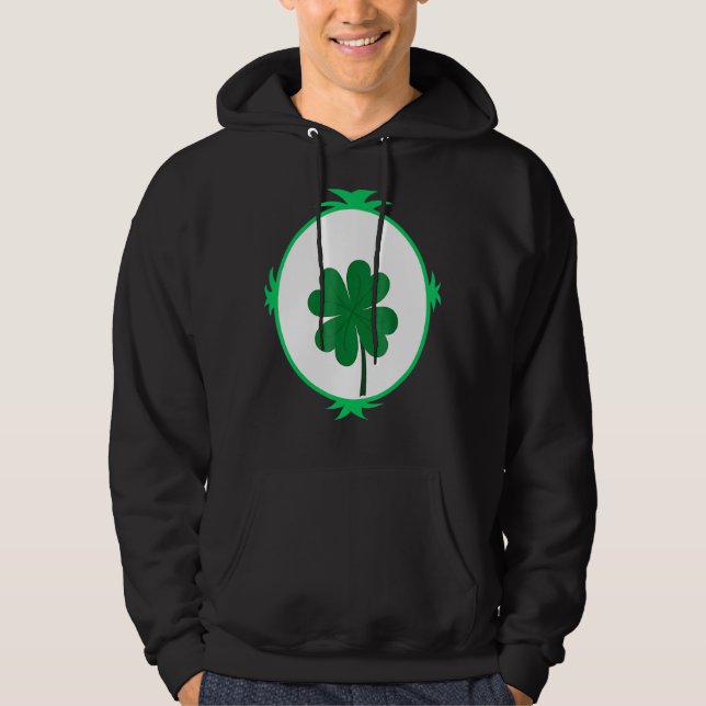 St patrick's day Lucky Cute Irish Shamrock Grönt L Hoodie (Framsida)