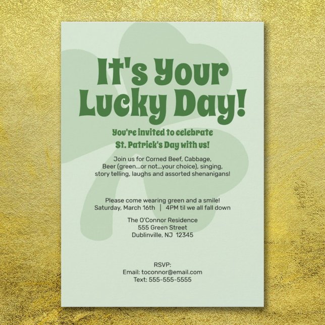 St. Patricks Day - Lucky Day-inbjudan Inbjudningar (Skapare uppladdad)