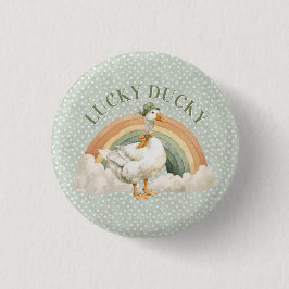 St Patricks Day Lucky Ducky med regnbåge Knapp