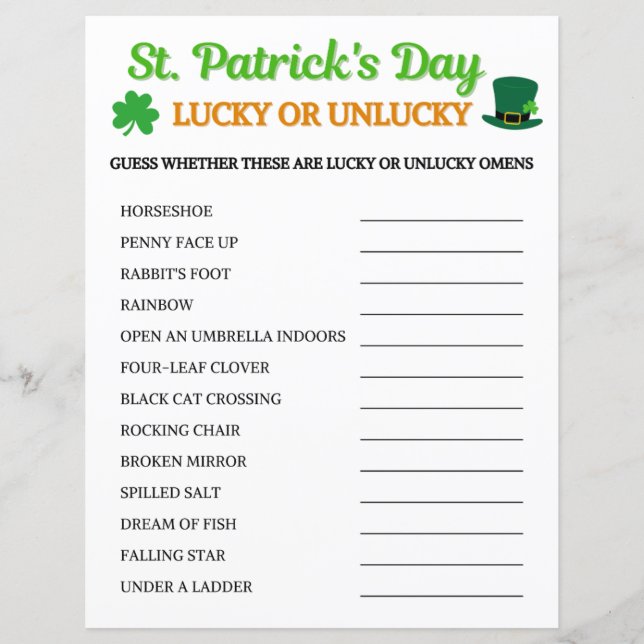 St. Patrick's Day Lucky eller Oturligt spel (Framsida)