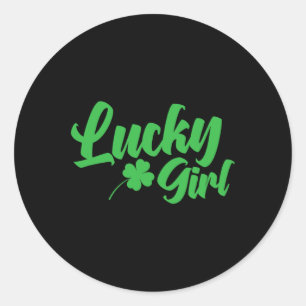 St. Patrick's Day Lucky Girl Runt Klistermärke