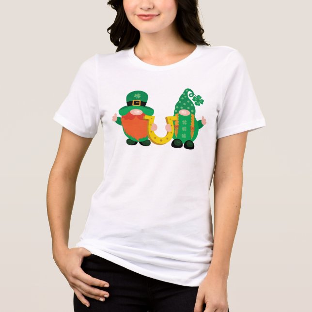 St. Patrick's Day Lucky Gnome Duo T Shirt (Framsida)