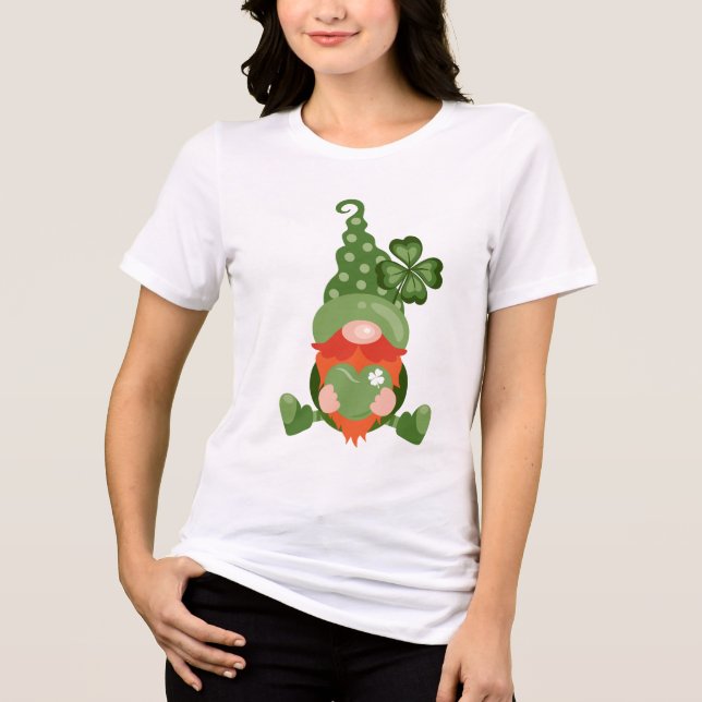 St. Patrick's Day Lucky Gnome T Shirt (Framsida)