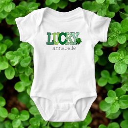 St. Patricks Day Lucky Green Bokstäver Anpassad T Shirt