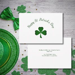 St. Patrick's Day Lucky Green Shamrock Holiday Kort