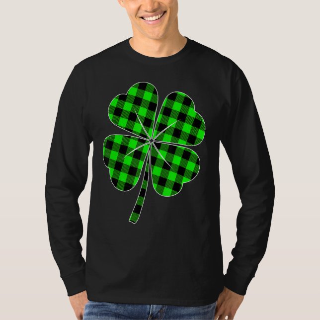 St patricks day Lucky Grönt Buffalo Play Shamrock T Shirt (Framsida)