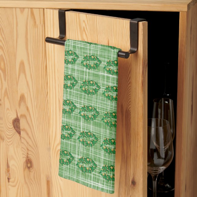 St. Patricks Day Lucky Grönt Läppar Kökshandduk (Thirds Fold)