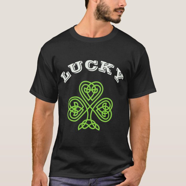 St. Patricks Day Lucky Grönt Shamrock T Shirt (Framsida)
