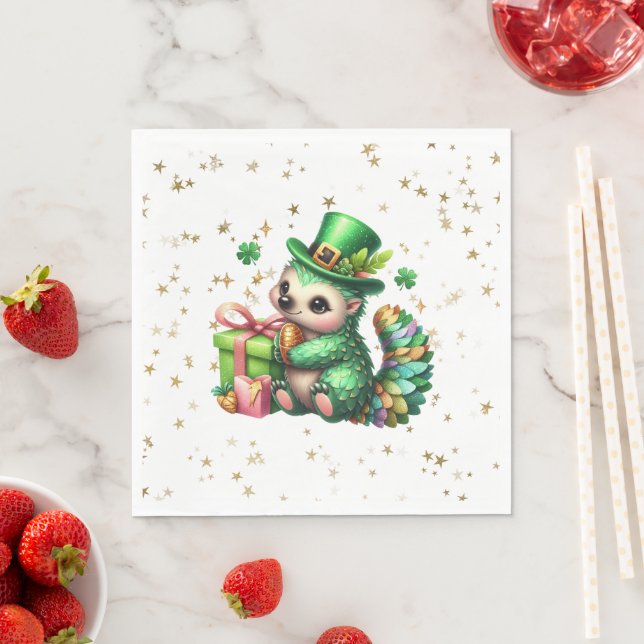 St. Patrick's Day Lucky Hedgehog Pappersservett (Insitu)