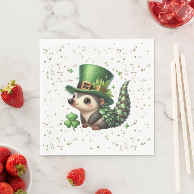 St. Patrick's Day Lucky Hedgehog Pappersservett (Insitu)