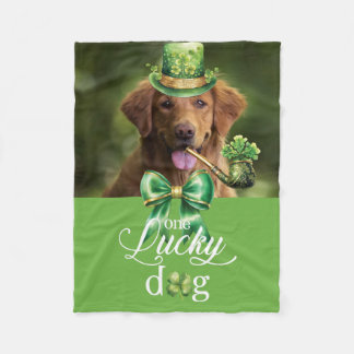 St. Patrick's Day Lucky Hund Funny Anpassningsbar Fleecefilt