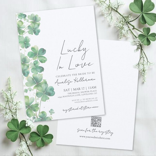 St. Patrick's Day Lucky In Love Bröllopsdusch Inbjudningar (St. Patrick's Day Lucky In Love Bridal Shower Invitation)