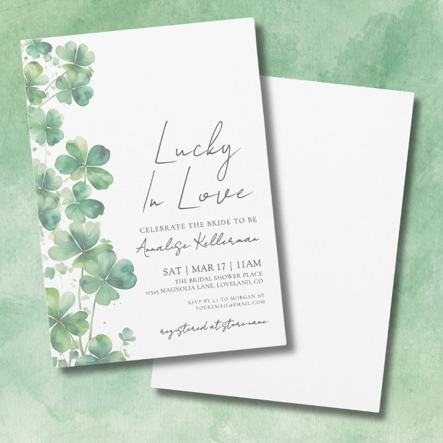St. Patrick's Day Lucky In Love Bröllopsdusch Inbjudningar (St. Patrick's Day Lucky In Love Bridal Shower Invitation)